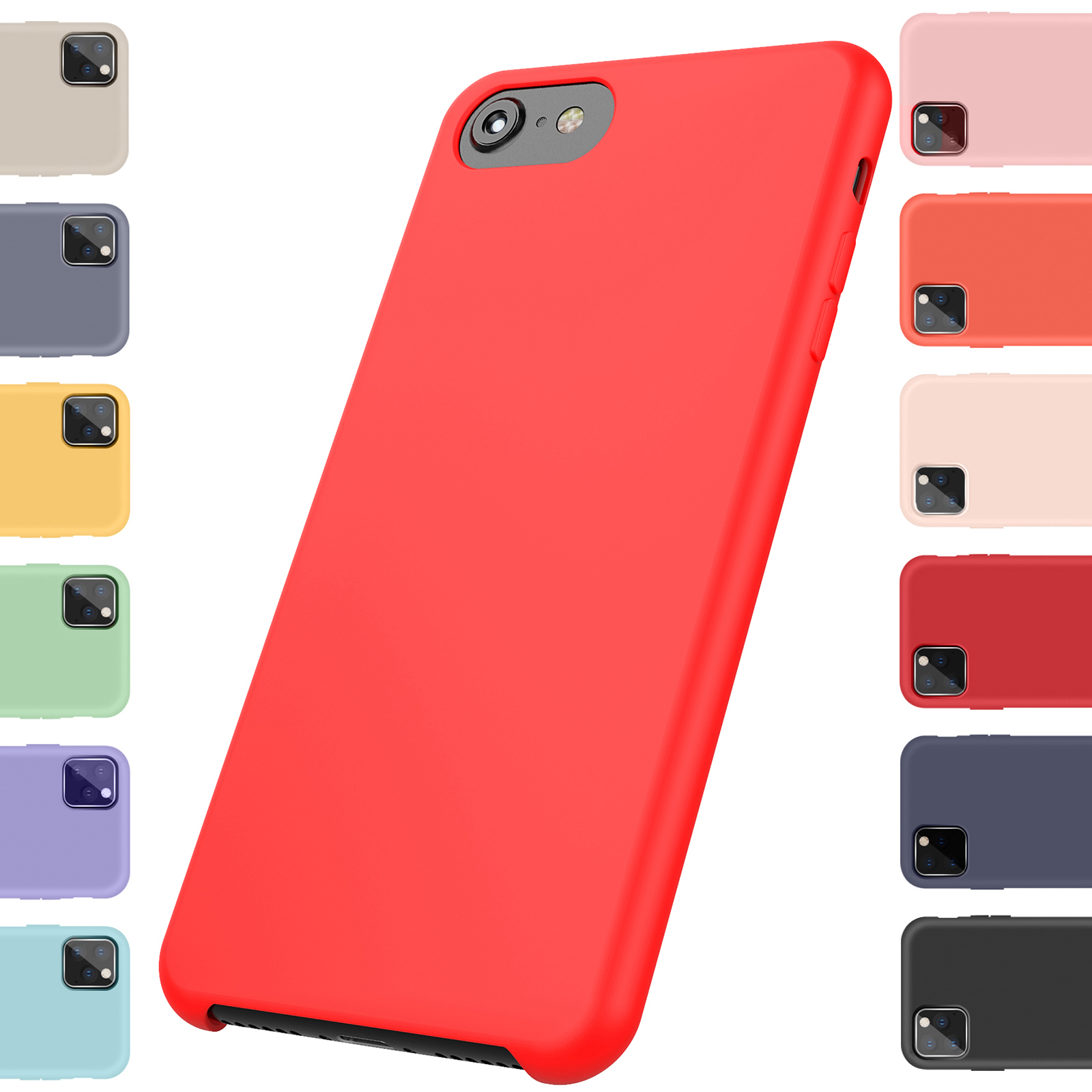 Soft Liquid Silicone Shockproof Matte Back Case Phone Cover For Apple